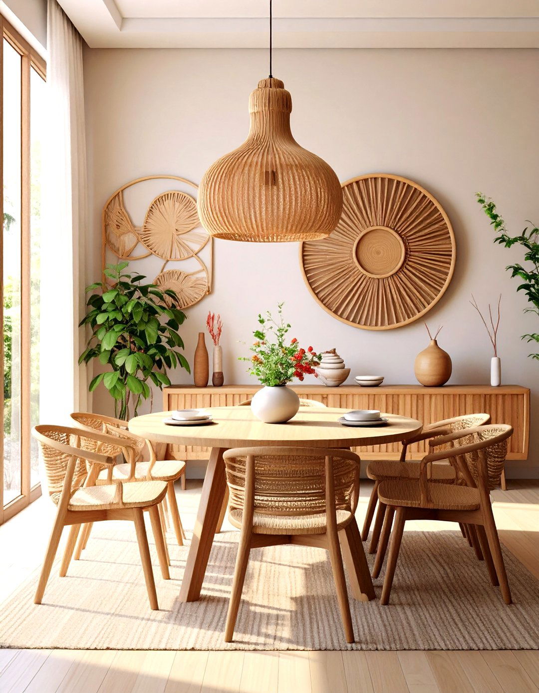 Bamboo and Rattan Wall Sculpture - 24 Boho Wall Decor Ideas