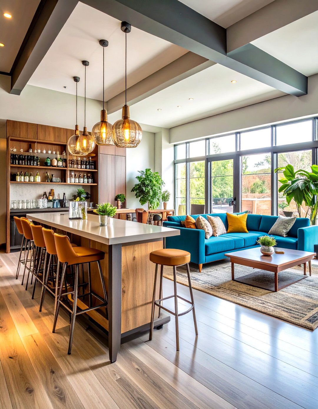 Bar Cart Entertainment - 24 Large Living Room Ideas