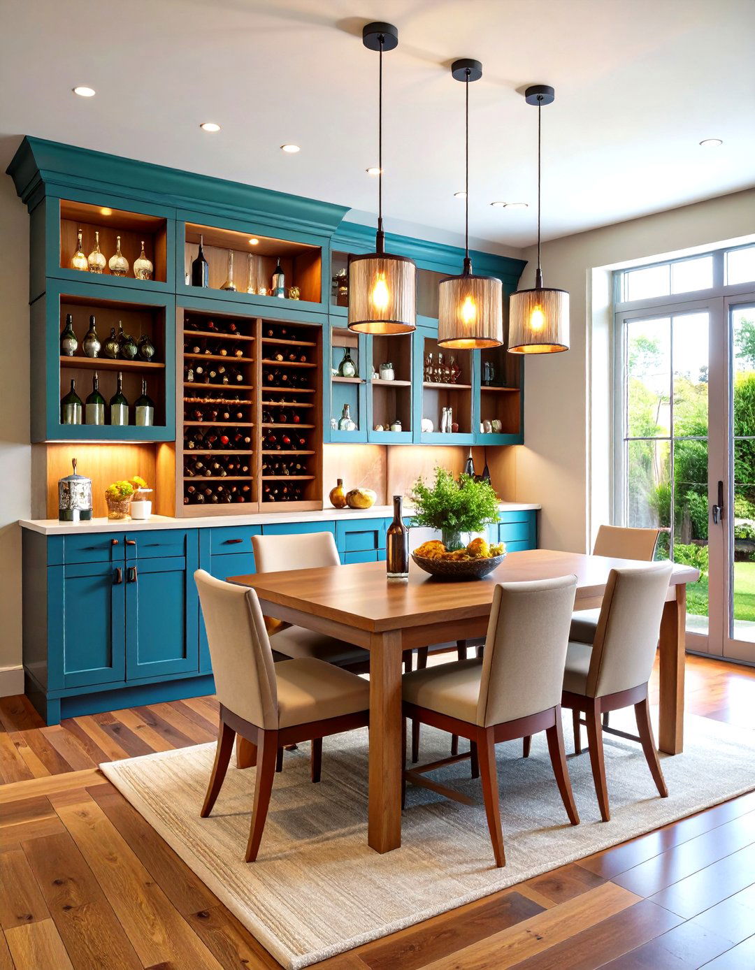 Bar Style Dining Room Hutch with Wine Storage - 24 Dining Room Hutch Ideas