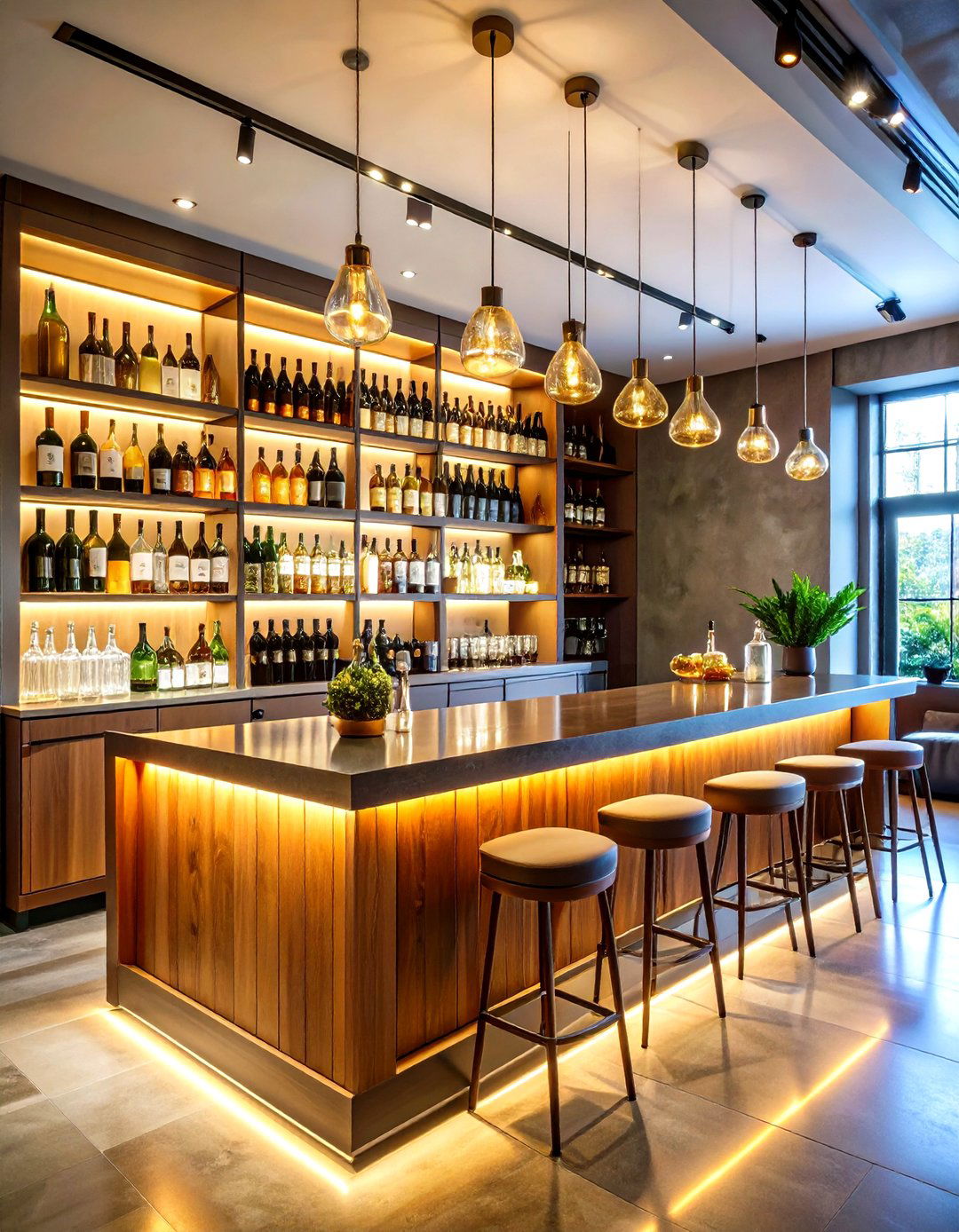 Bar and Wine Display Area - 24 Floating Shelves Ideas