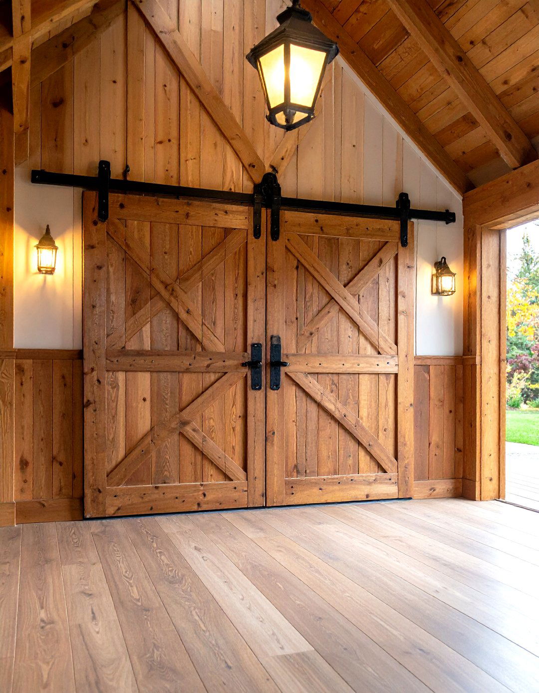 Barn Door Entry with Rustic Hardware - 24 Farmhouse Mudroom Ideas