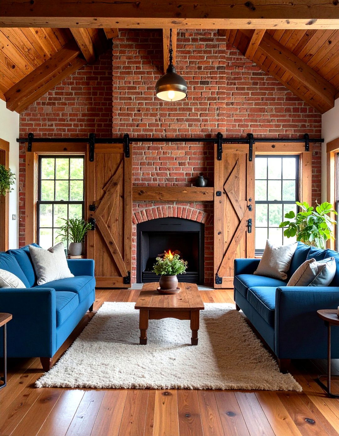 Barn Door Fireplace Covers - 24 Rustic Living Room With a Brick Fireplace Ideas