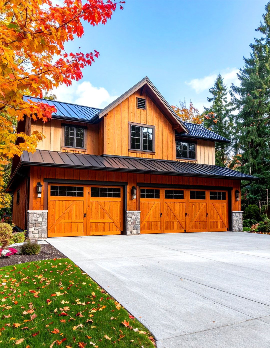 Barn Style Gambrel Roof Garage - 24 Rustic Garage Ideas