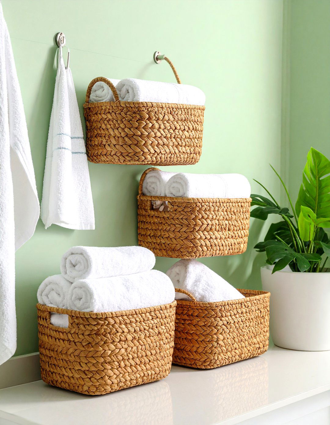 Basket Wall Storage - 24 Small Bathroom Shelving Ideas