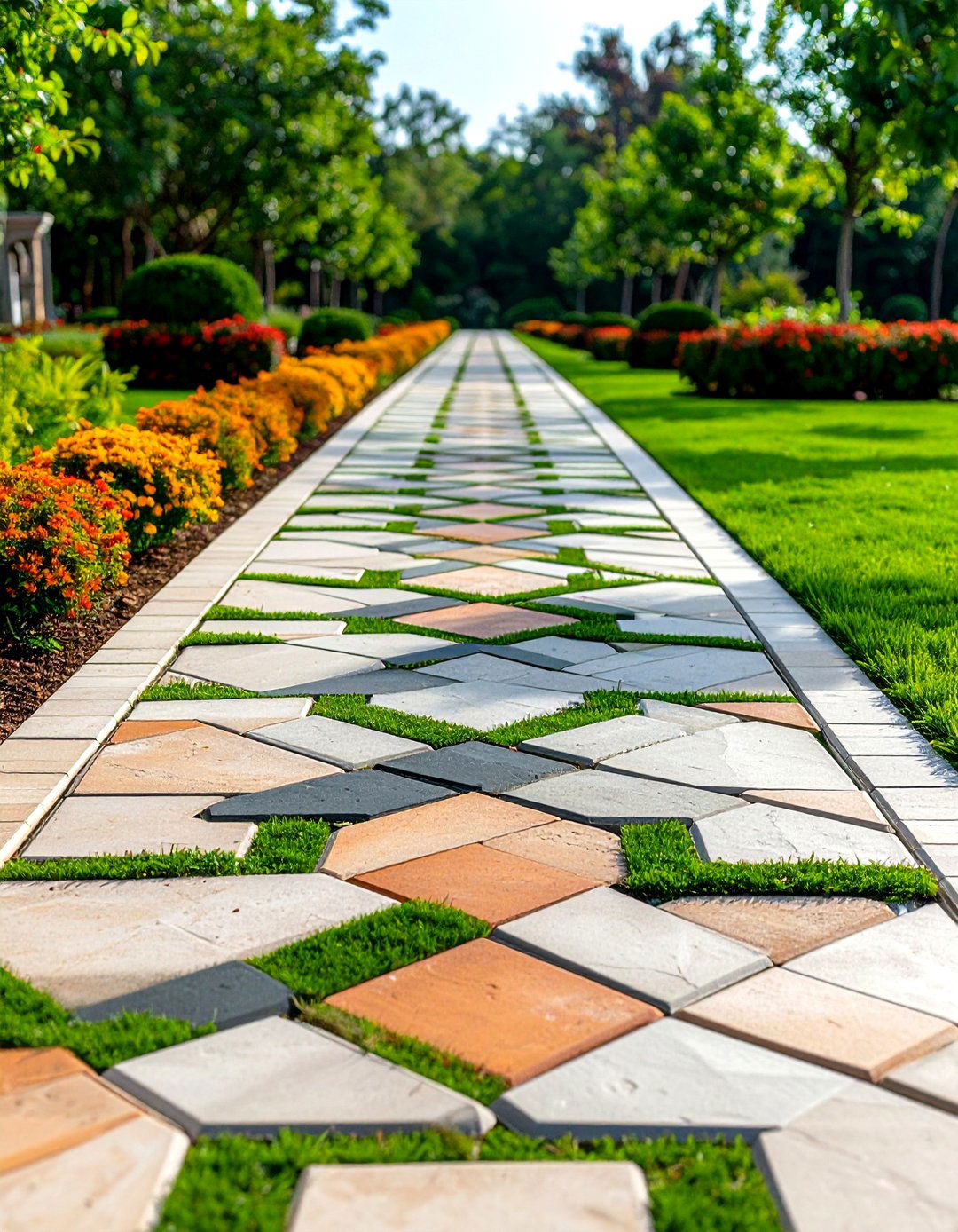 Basket Weave Pattern Paver Arrangement - 24 Paver Walkway Ideas
