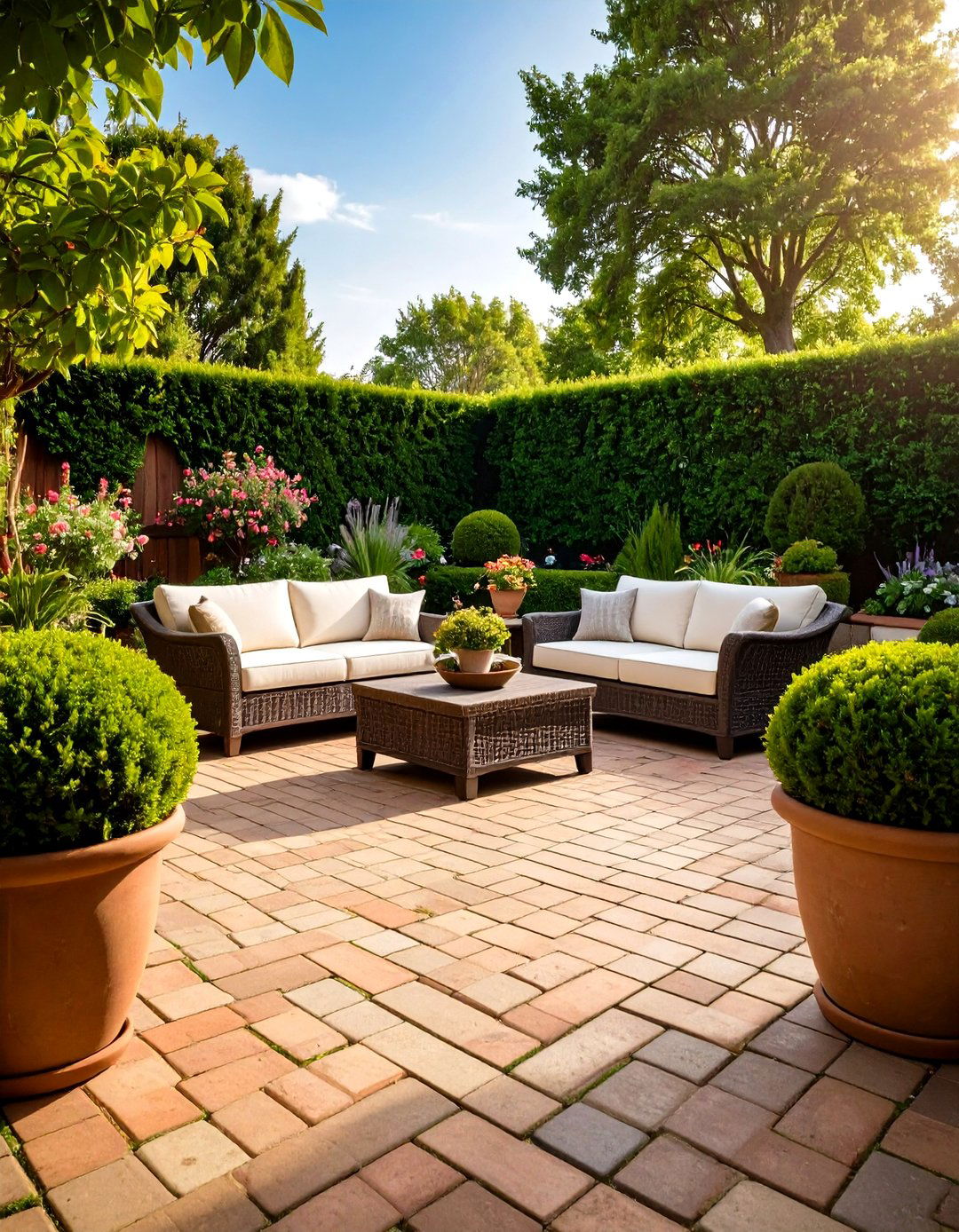 Basket Weave Paver Patio with Traditional Appeal - 24 Paver Patio Ideas