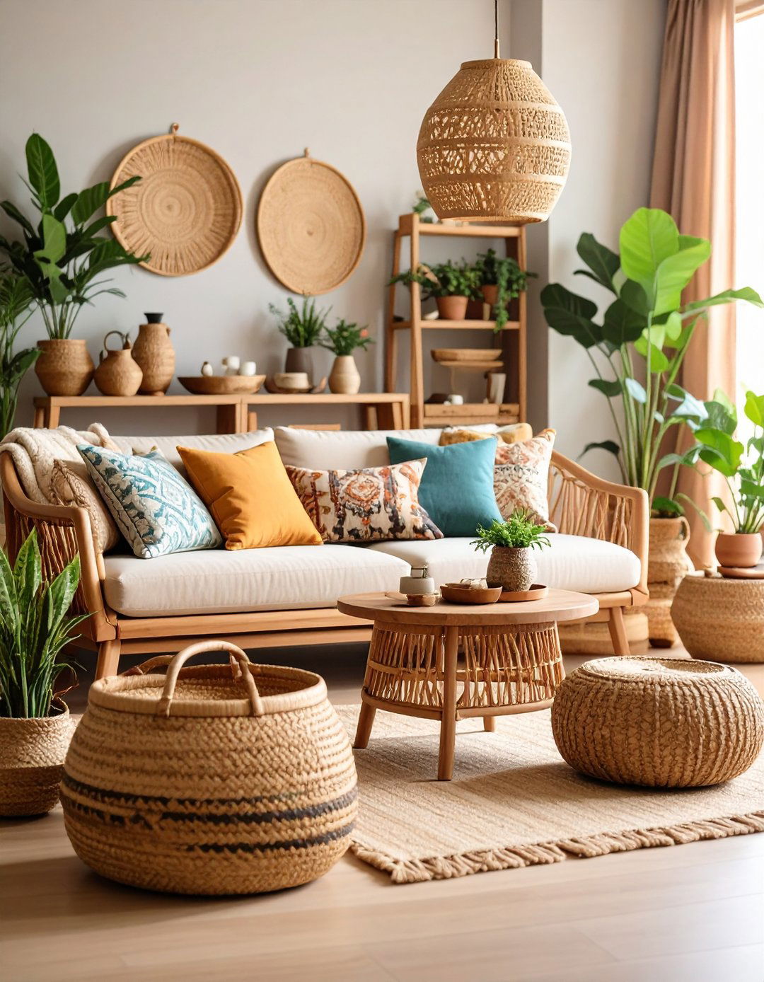 Basket Weaving Storage Solutions - 24 Primitive Living Room Ideas