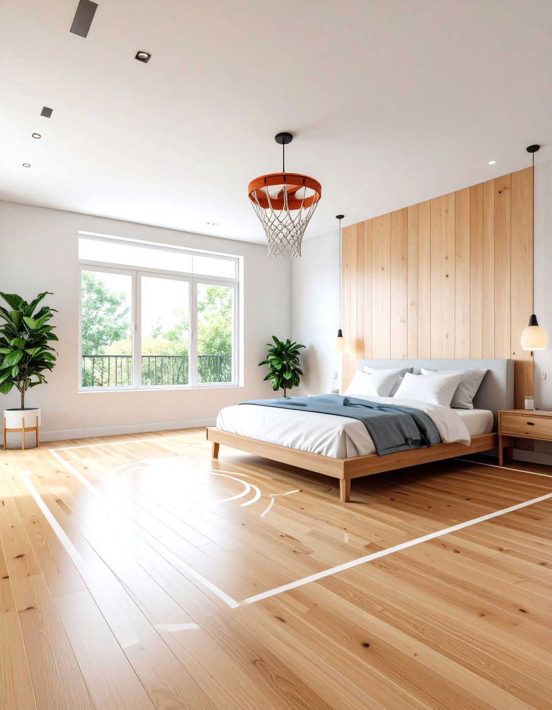 Basketball Court Floor Murals - 24 basketball room decor ideas