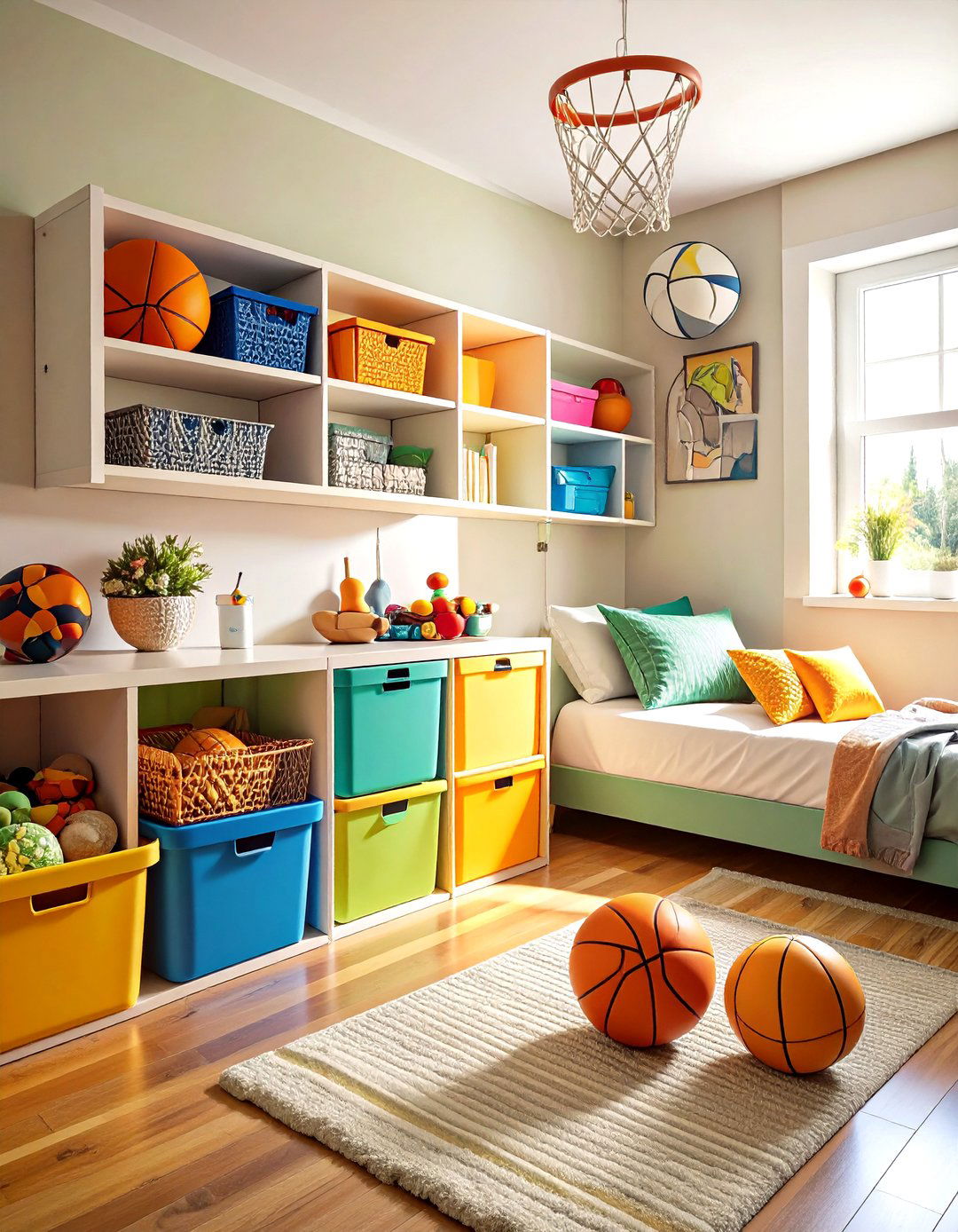 Basketball Storage Solutions - 24 basketball room decor ideas