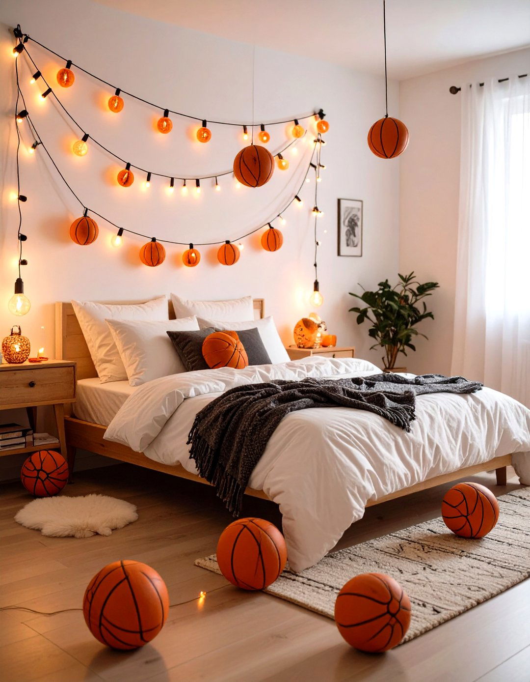 Basketball String Light Decorations - 24 basketball room decor ideas