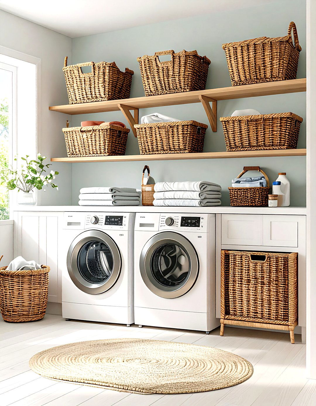 Baskets and Wicker Storage Laundry Room - 24 Farmhouse Laundry Room Ideas