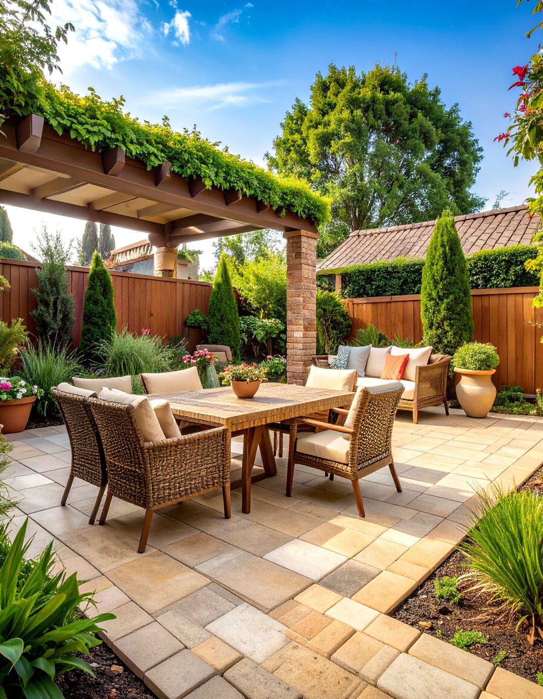 Basketweave Pattern Areas - 24 Brick Landscaping Ideas