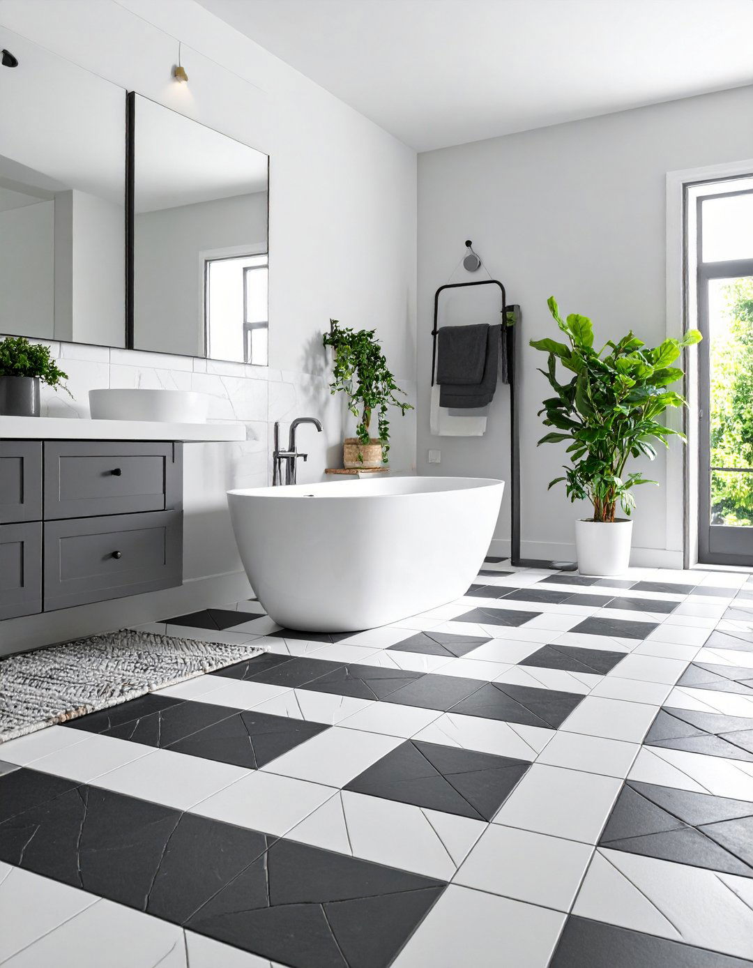 Basketweave Pattern Installations - 24 Black and White Bathroom Tile Ideas