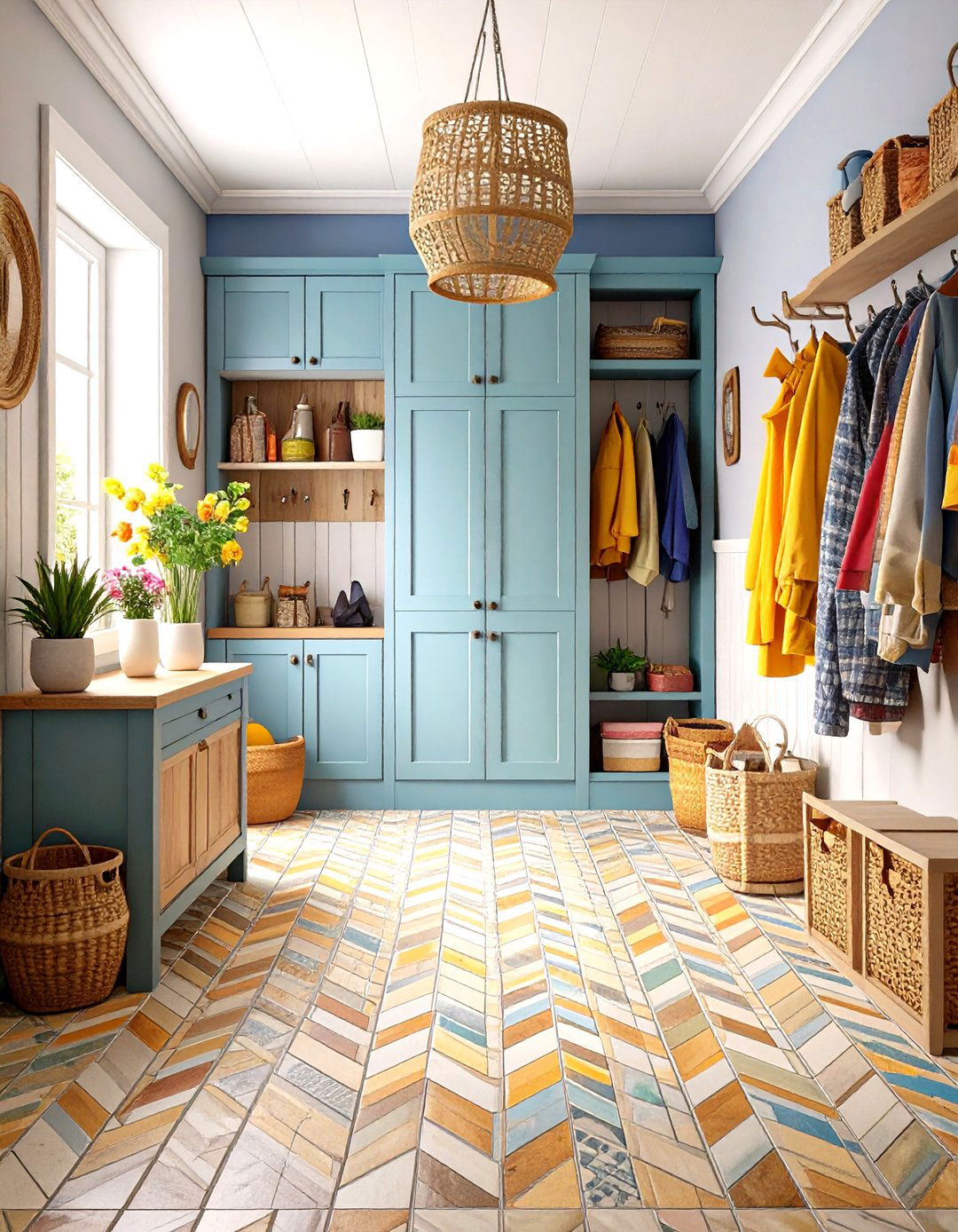 Basketweave Pattern Tiles - 24 Mudroom Tile Floor Ideas