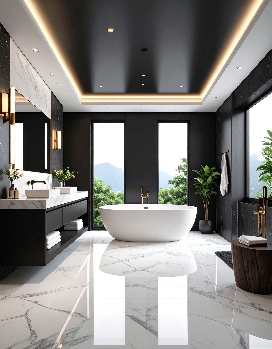 Bathroom Black Ceiling Spa Atmosphere - 24 Black Ceiling Design Ideas