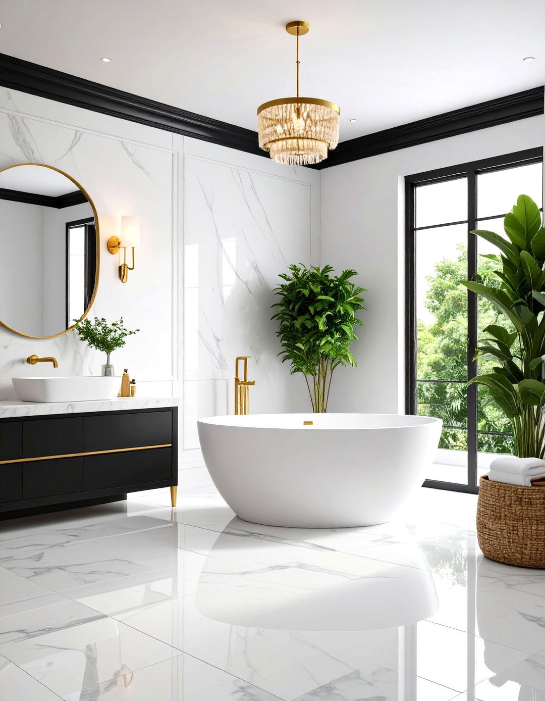 Bathroom Black Trim Spa Sophistication - 24 Black Trim Interiors