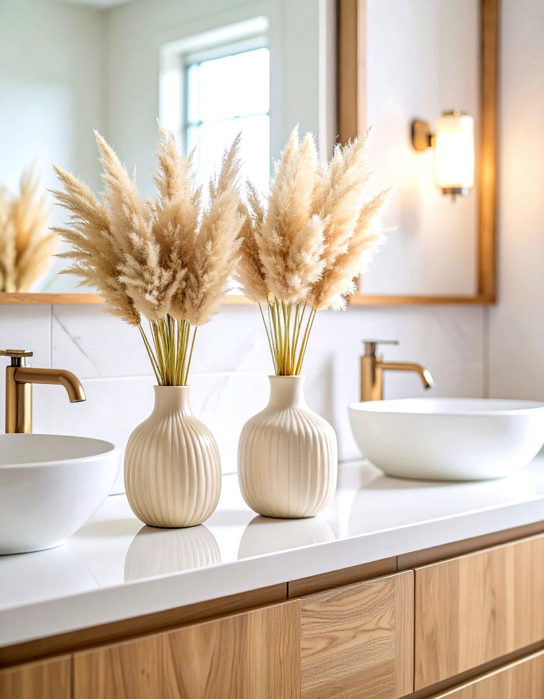 Bathroom Counter Spa Like Accents - 24 Pampas Grass Decor Ideas