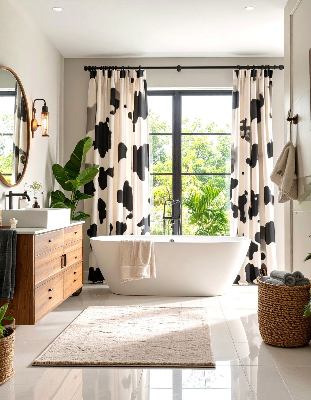 Bathroom Cow Print Spa Retreat - 24 Cow Print Room Decor Ideas