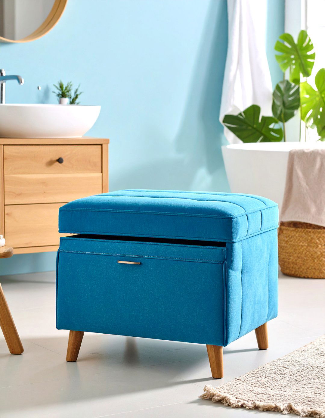 Bathroom Ottoman with Lift Top Storage - 24 Bathroom Furniture Ideas