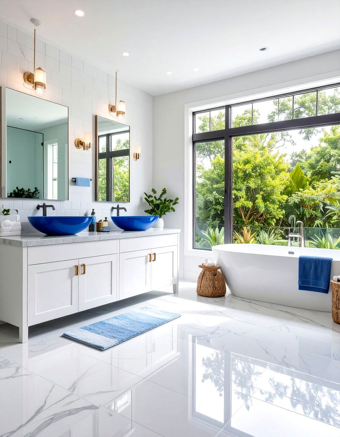Bathroom Spa Sanctuary - 24 Blue and White Decor Ideas