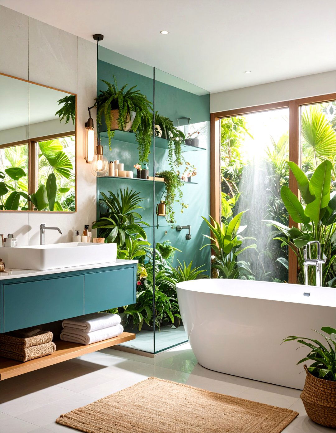Bathroom Tropical Plant Sanctuary - 24 Indoor Greenhouse Ideas