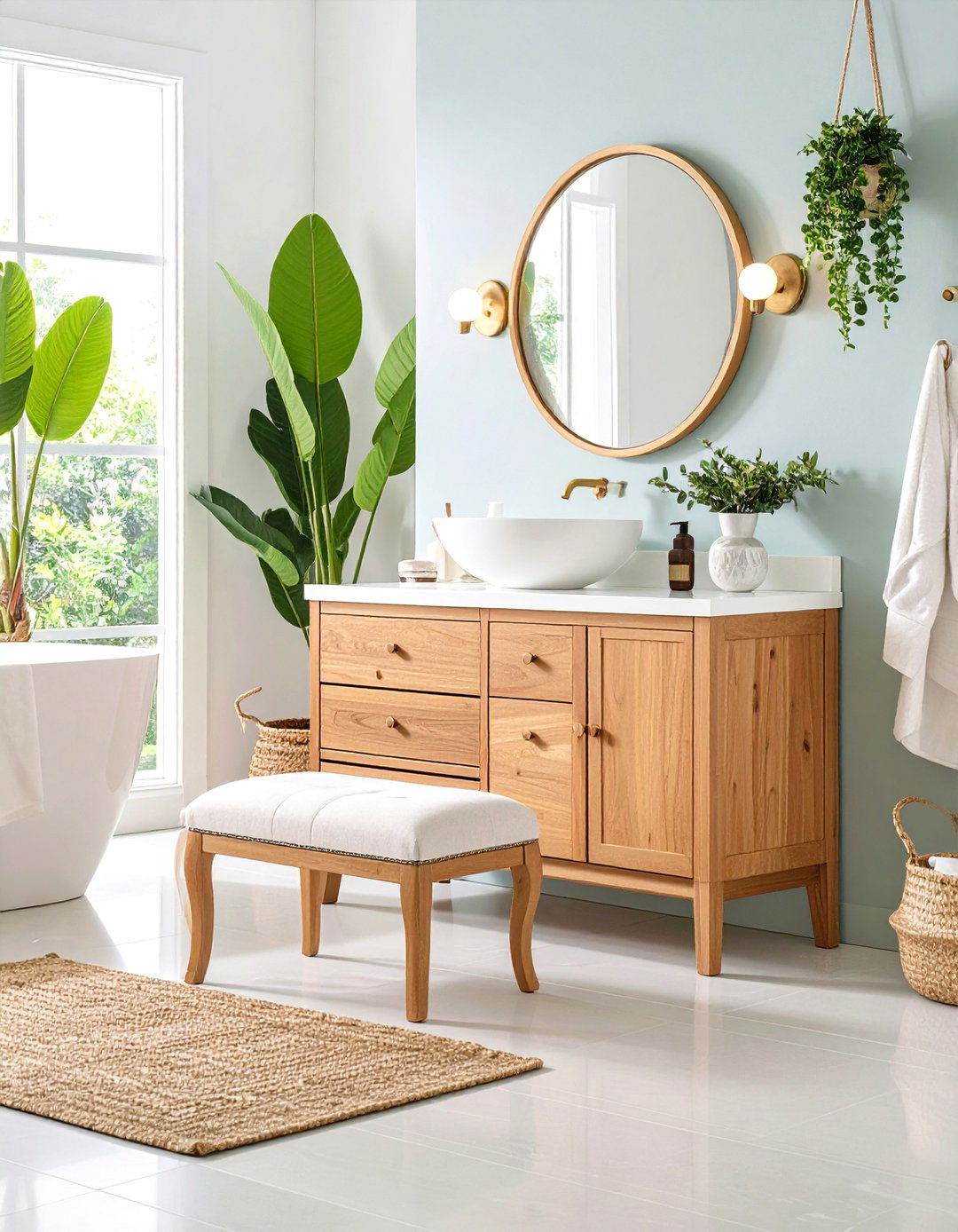 Bathroom Vanity Stool with Hidden Storage - 24 Bathroom Furniture Ideas