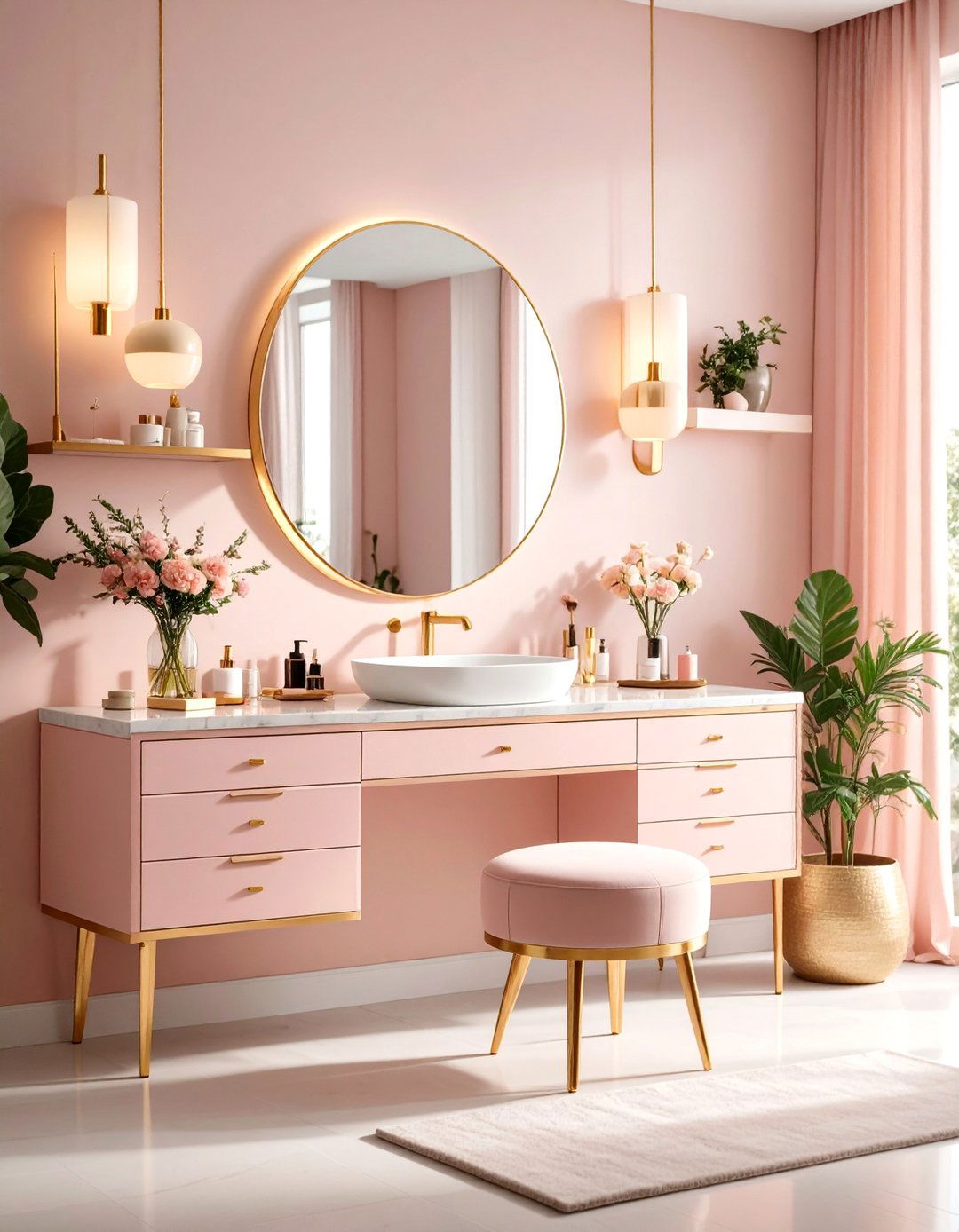 Bathroom Vanity with Makeup Station - 24 Bathroom Cabinet Ideas