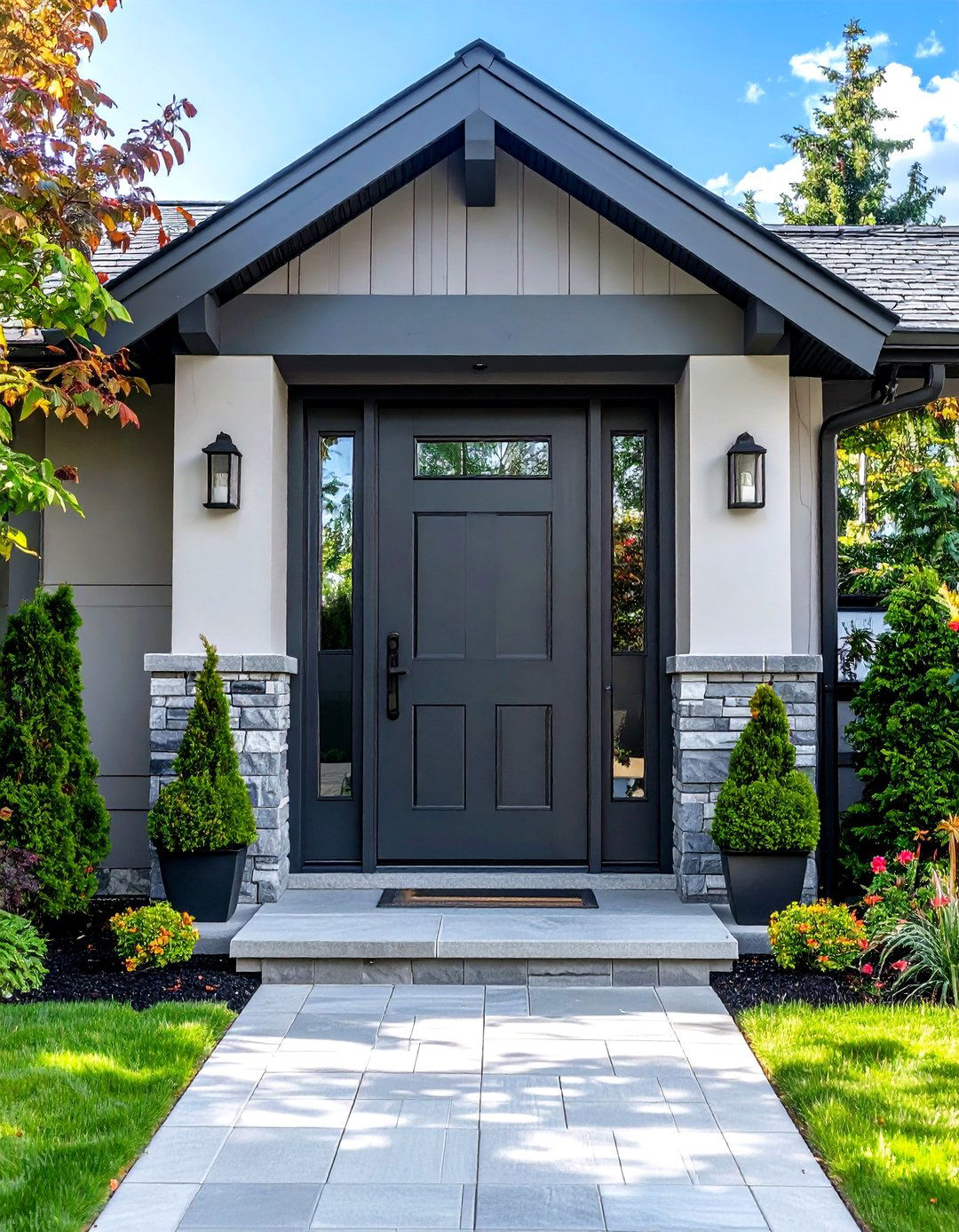 Battleship Grey Steel Door with Security Features - 24 Grey Front Door Ideas
