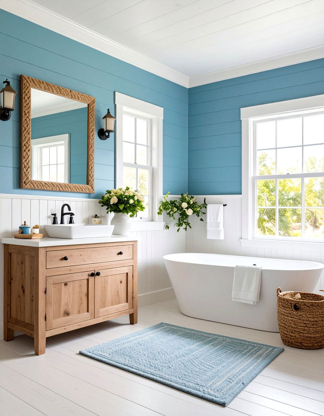 Beach House Casual - 24 Blue and White Bathroom Ideas