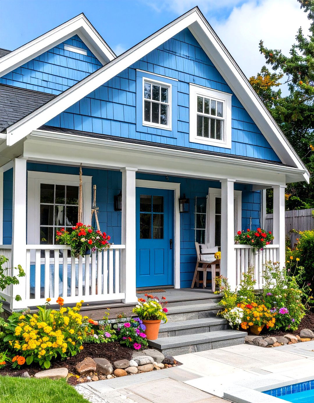 Beach House Pool House with Cedar Shingles and Coastal Colors - 24 Pool House Ideas