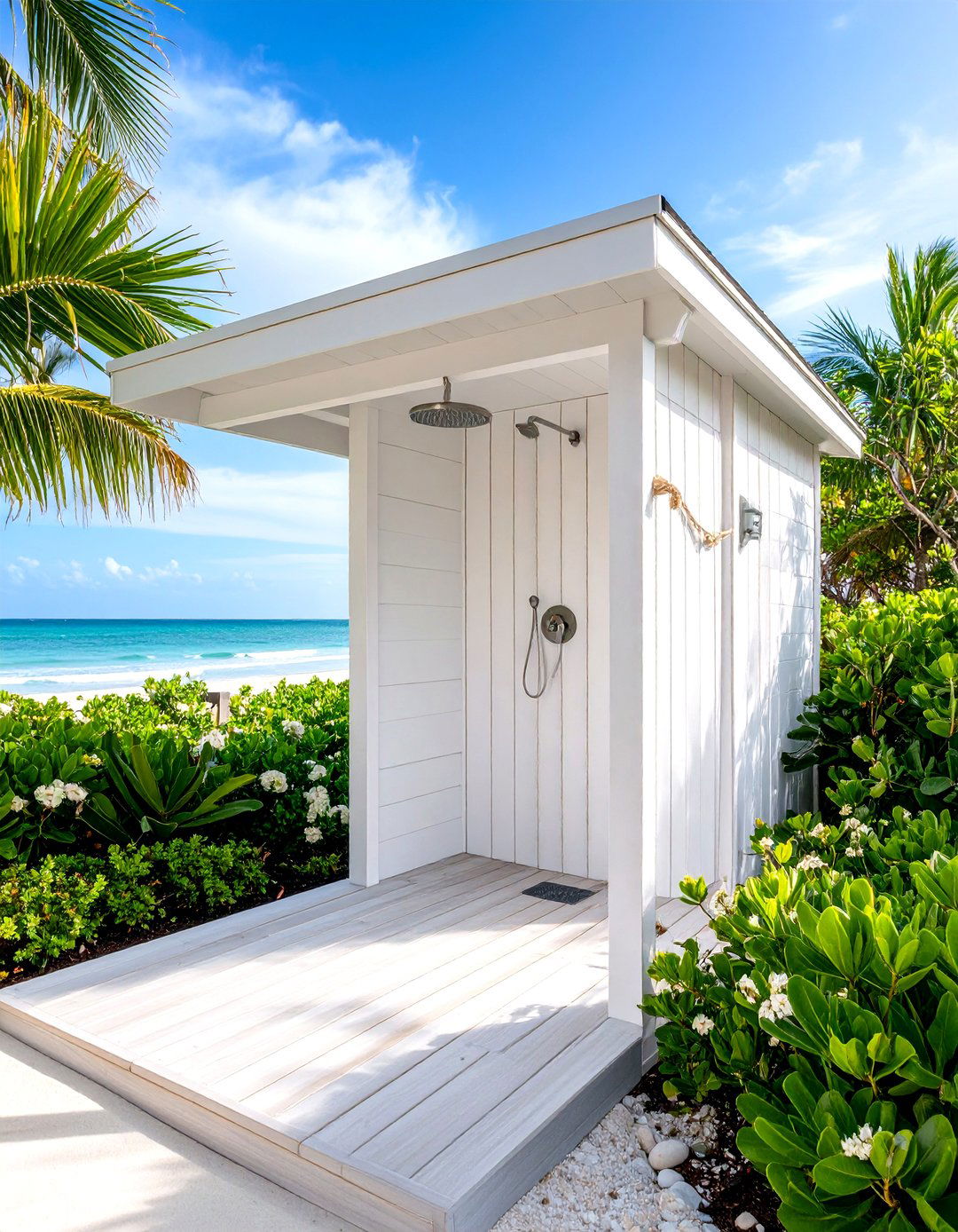 Beach House Whitewashed Wood Coastal Shower - 24 Outdoor Shower Ideas