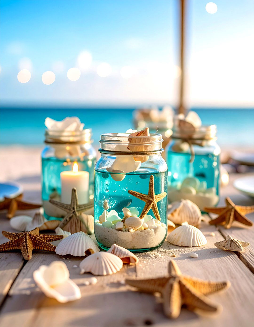 Beach Theme Seashell Collections - 24 Mason Jar Centerpiece Ideas