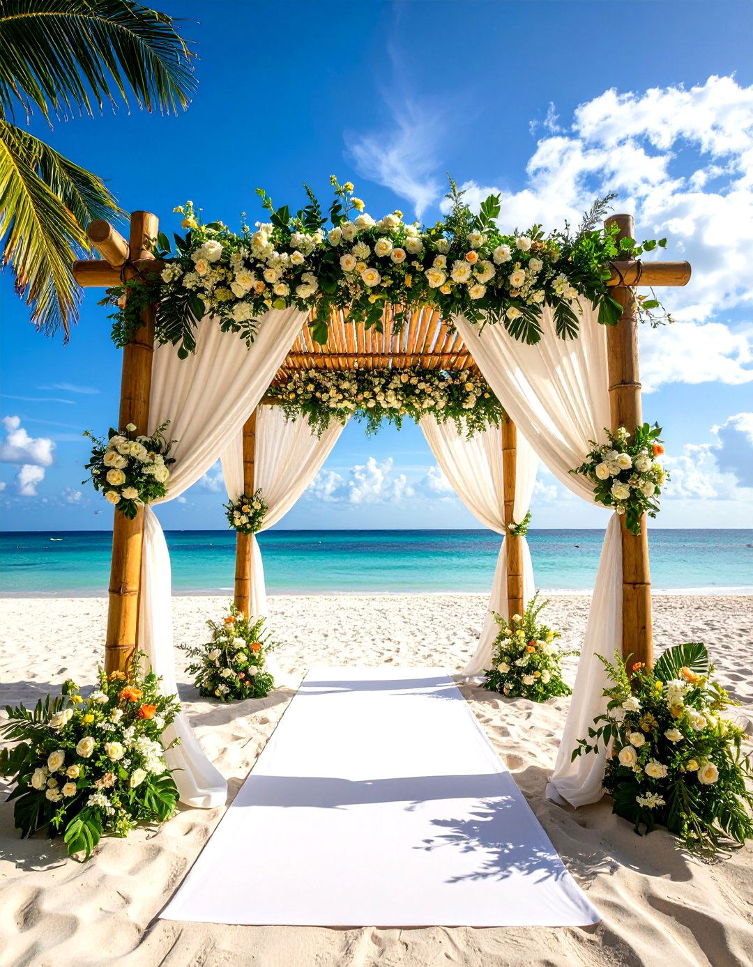 Beach Wedding with Bamboo Chuppah and Natural Architecture - 24 Beach Wedding Ideas
