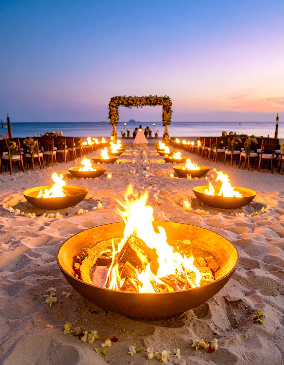 Beach Wedding with Fire Bowl Ceremony and Warmth - 24 Beach Wedding Ideas