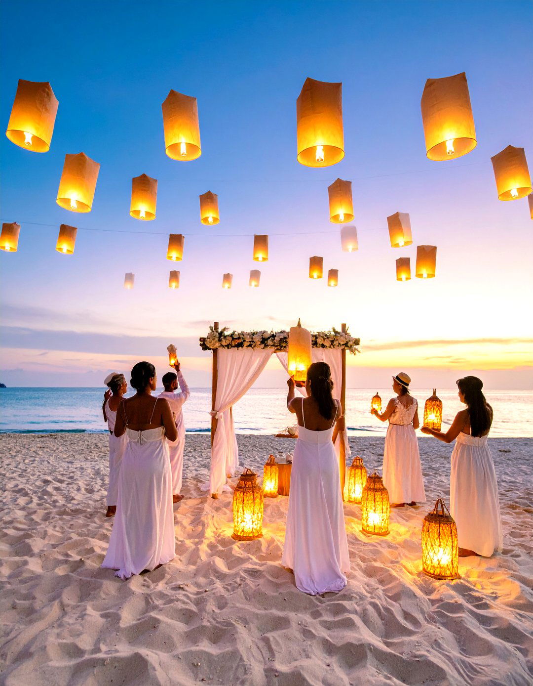 Beach Wedding with Floating Lantern Ceremony - 24 Beach Wedding Ideas