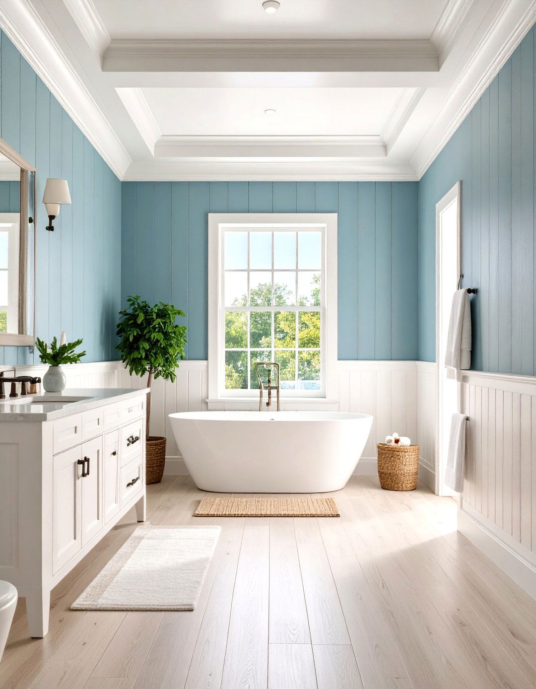 Beadboard with Crown Molding Elegance - 24 Beadboard Bathroom Ideas
