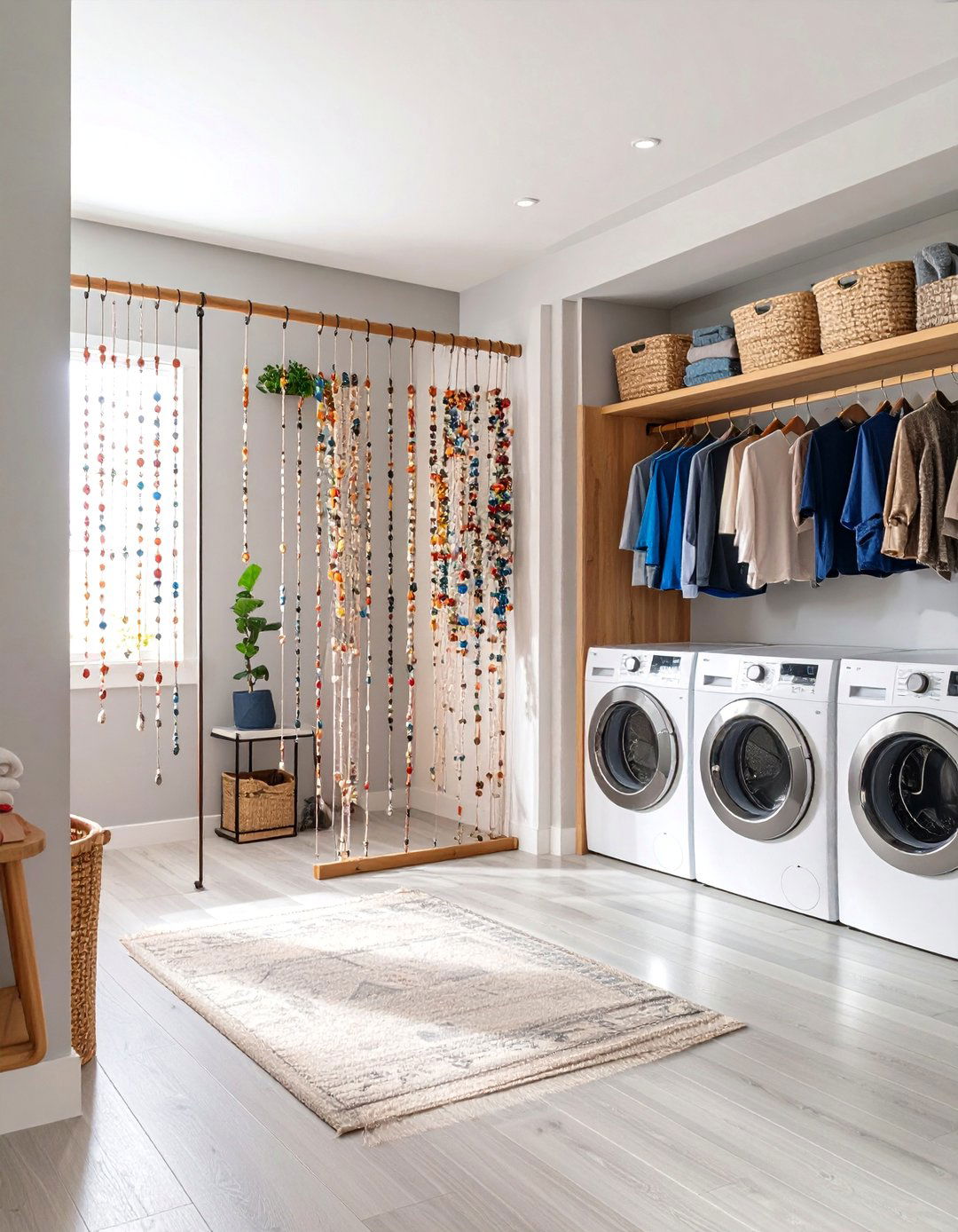 Beaded Curtain Room Dividers Laundry Room - 24 Boho Laundry Room Ideas