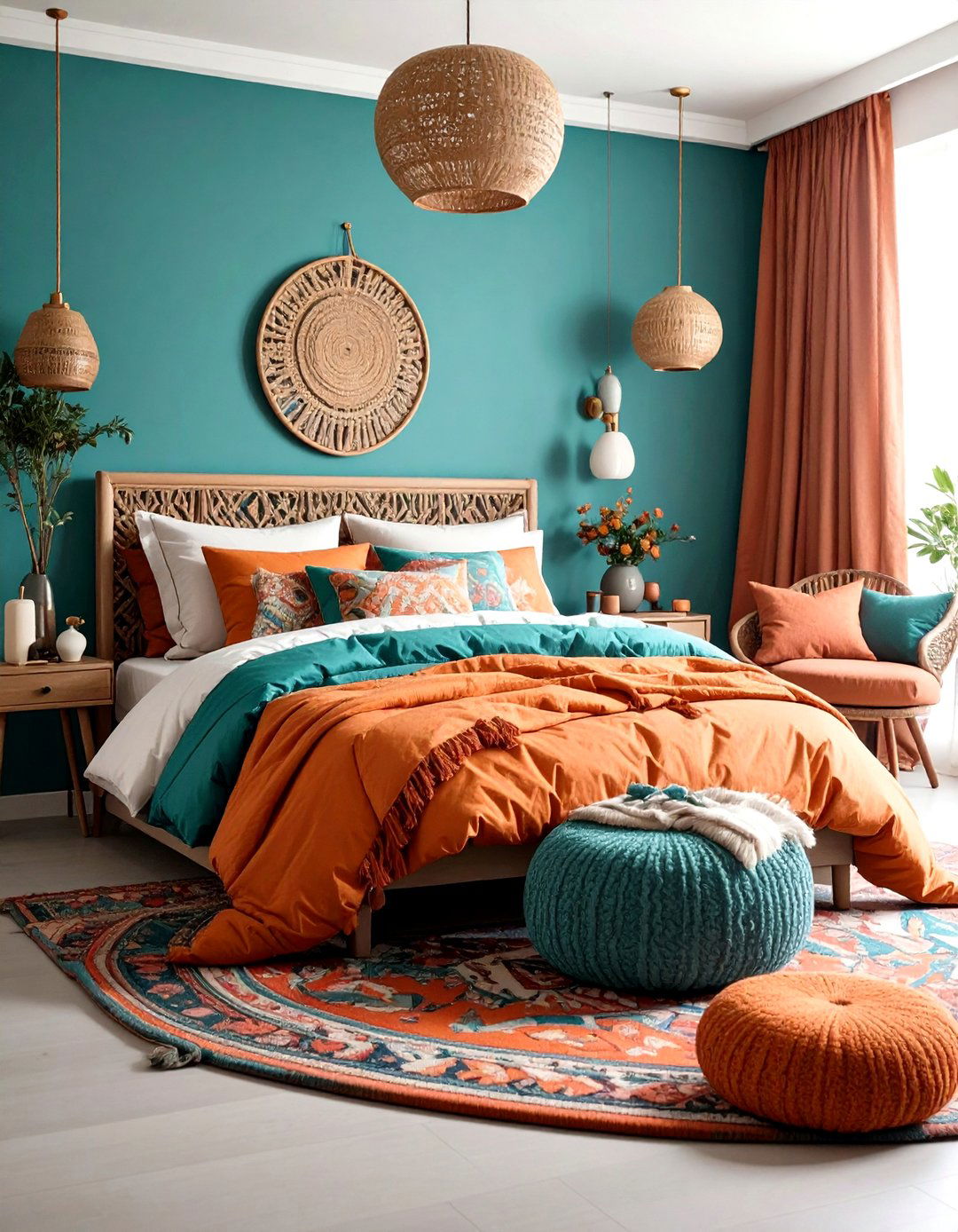 Bedding Focused Teal Orange Bedroom - 24 Teal and Orange Bedroom Ideas