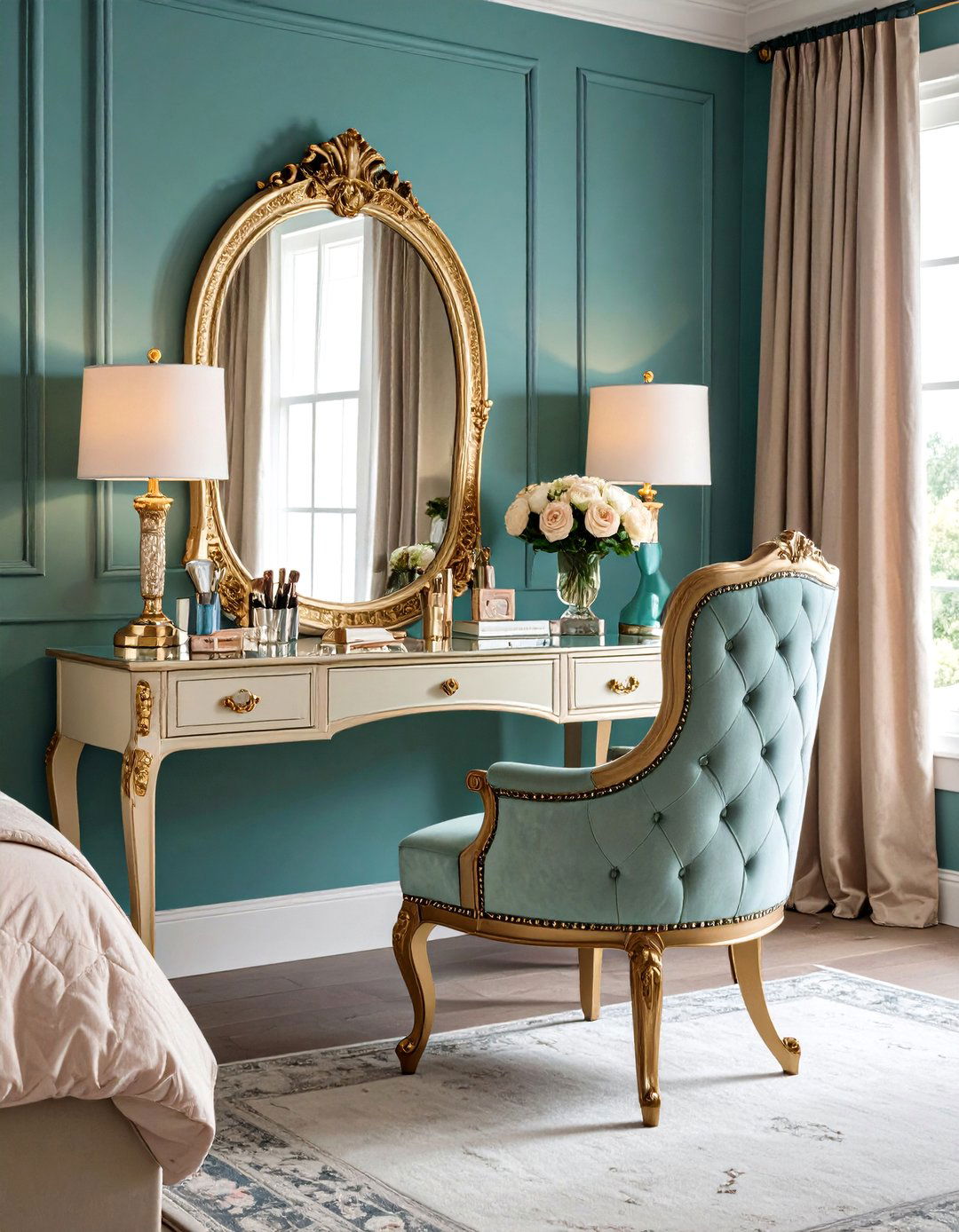 Bedroom Glamour Vanity Seating - 24 Bedroom Sitting Area Ideas