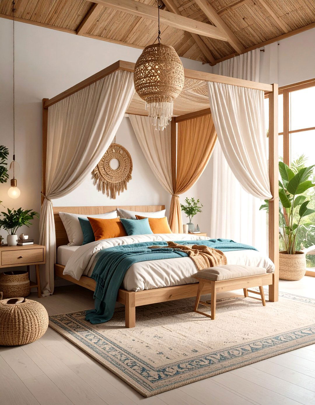 Bedroom Home Office with Canopy Desk Design - 24 Small Home Office Ideas