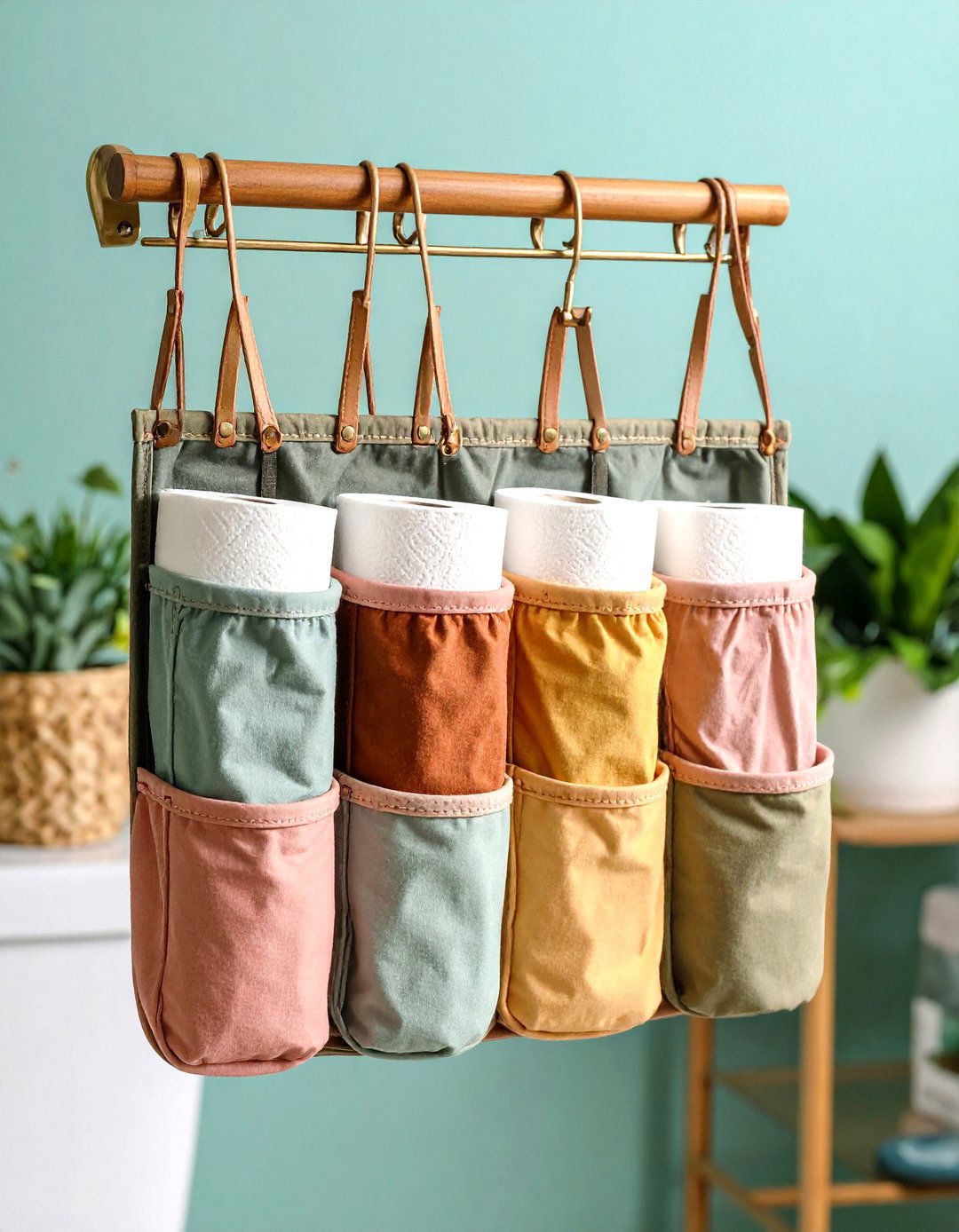 Behind Door Hanging Organizer with Individual Pockets - 24 Toilet Paper Storage Ideas