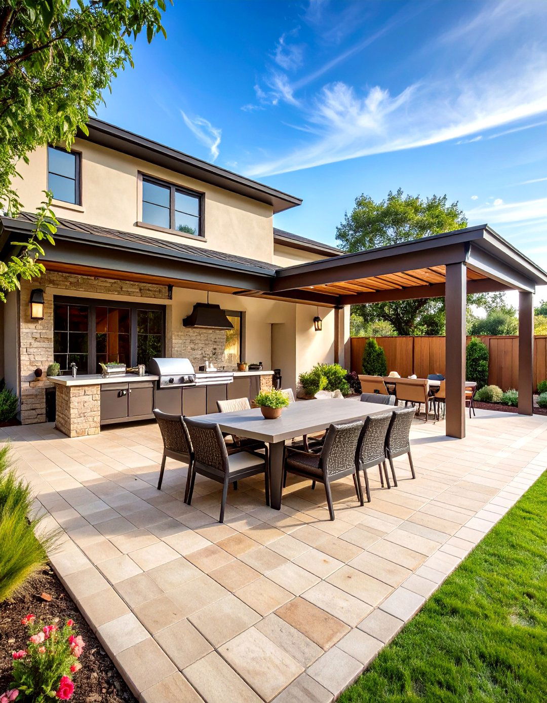 Beige Brick Outdoor Living Integration - 24 Beige Brick Exterior Home Ideas