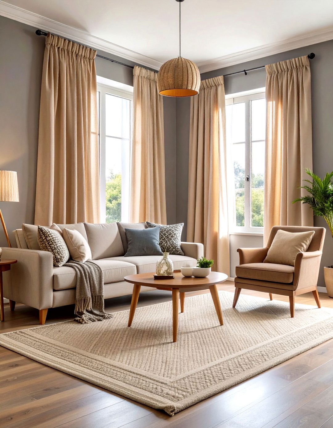 Beige Curtains for Warm Neutrals - 24 What Color Curtains Go With Gray Walls