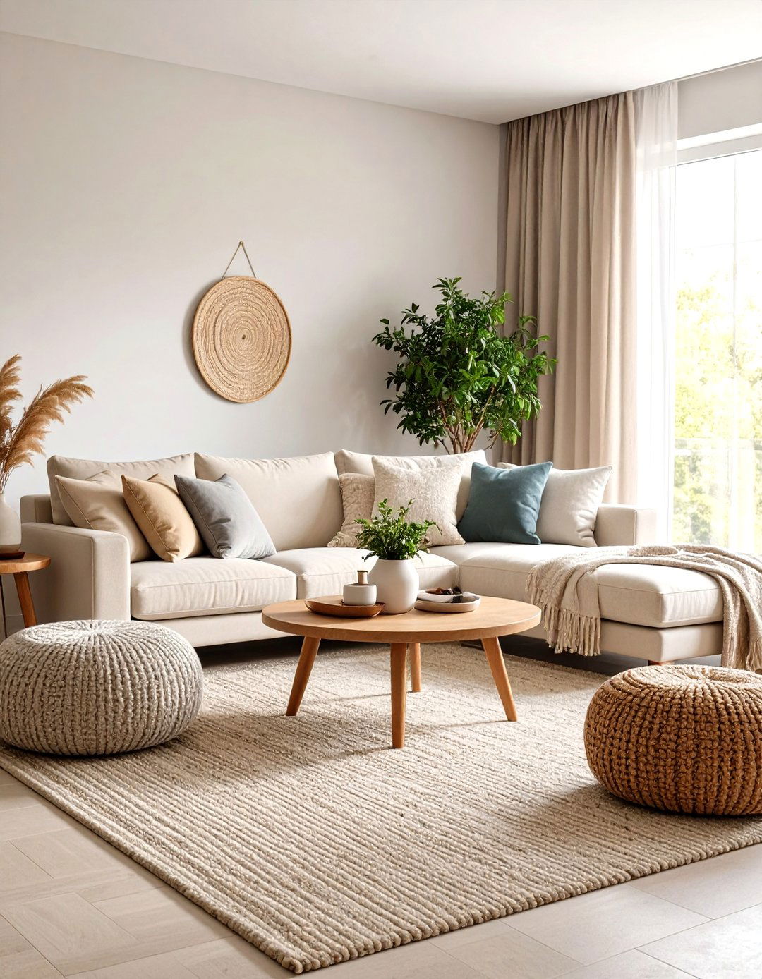 Beige Living Room with Layered Textiles - 24 Beige Living Room Ideas
