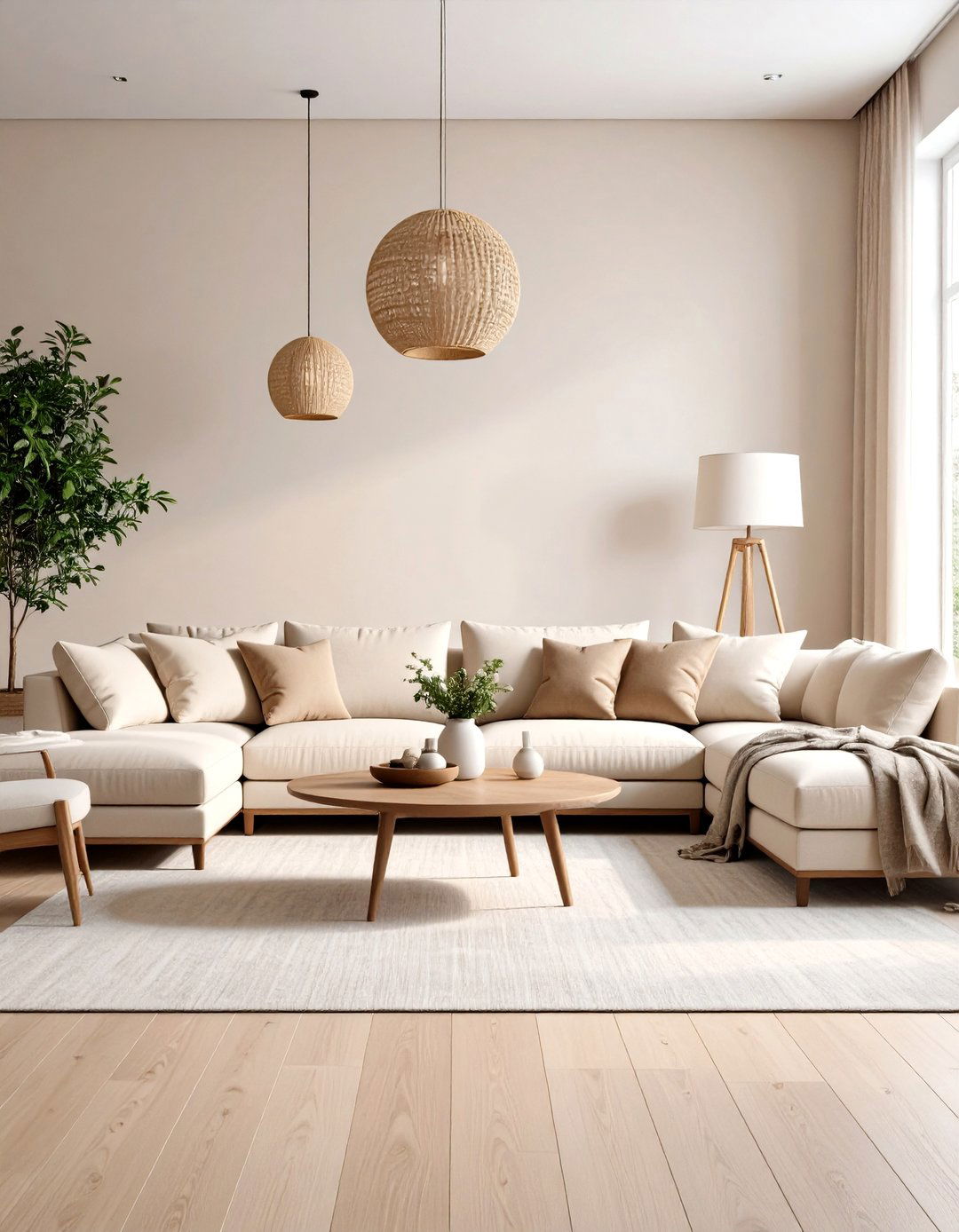 Beige Living Room with Sectional Seating - 24 Beige Living Room Ideas