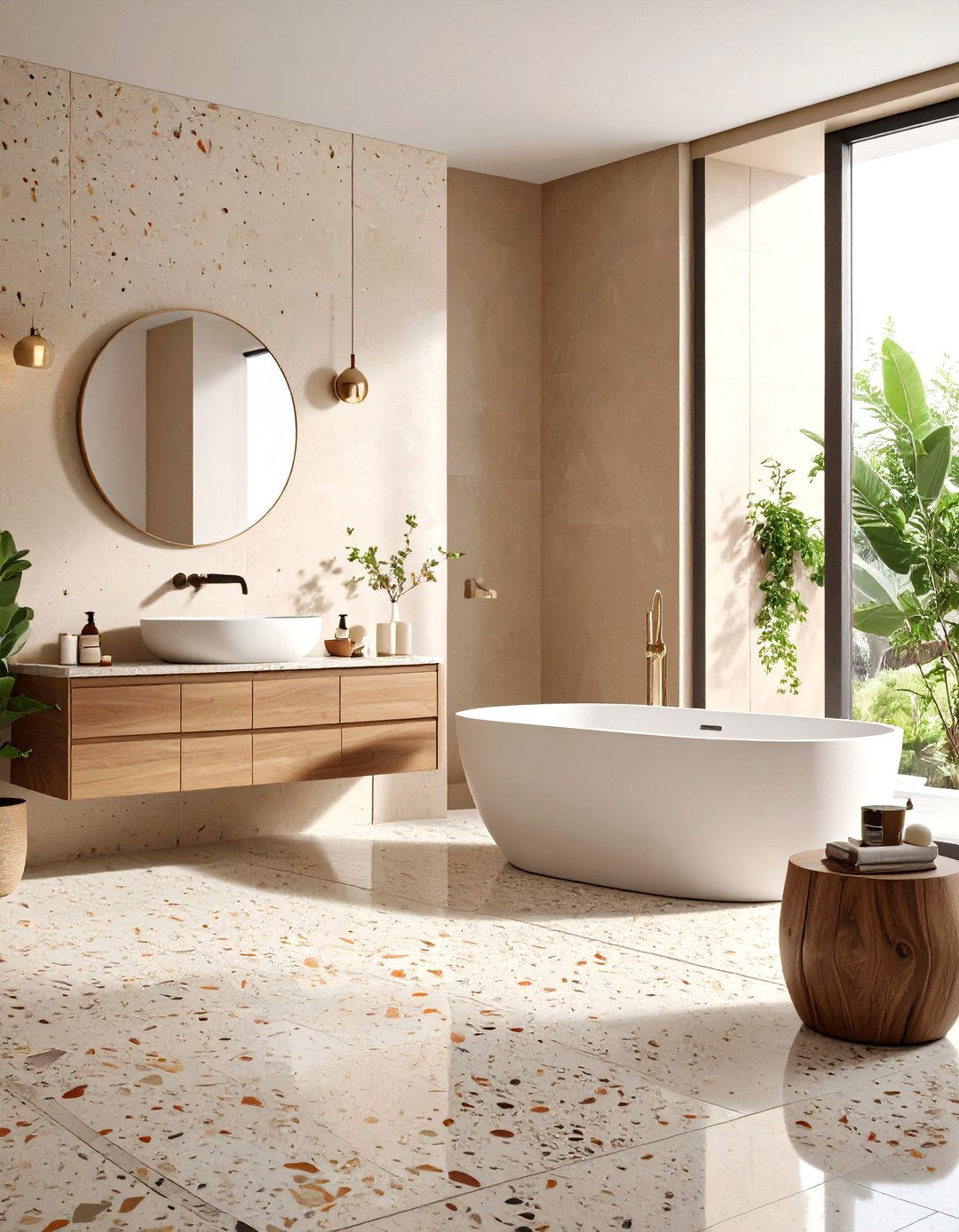 Beige Terrazzo Modern Texture - 24 Beige Bathroom Ideas