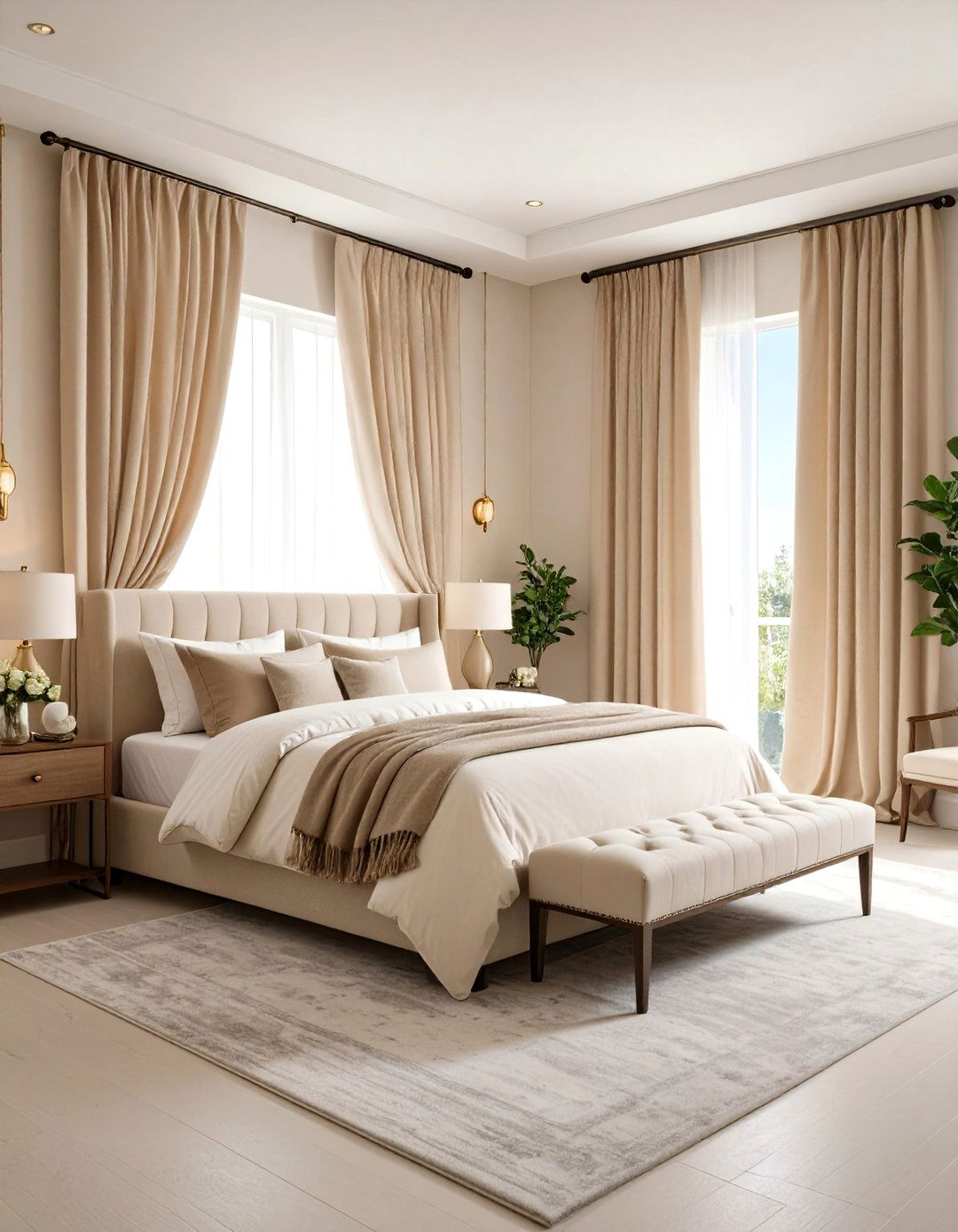 Beige Window Treatment Elegance - 24 Beige Bedroom Ideas