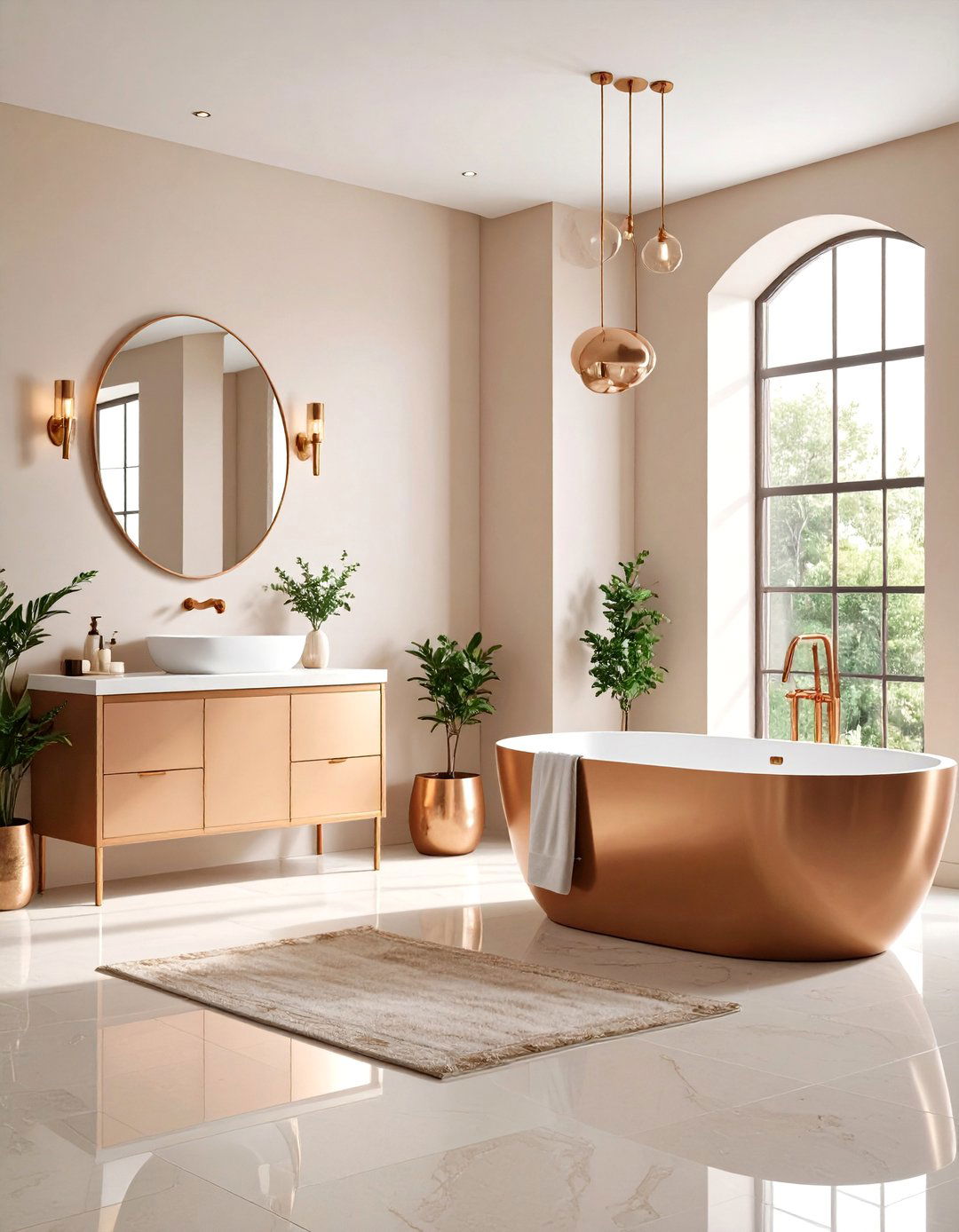 Beige and Copper Warm Sophistication - 24 Beige Bathroom Ideas