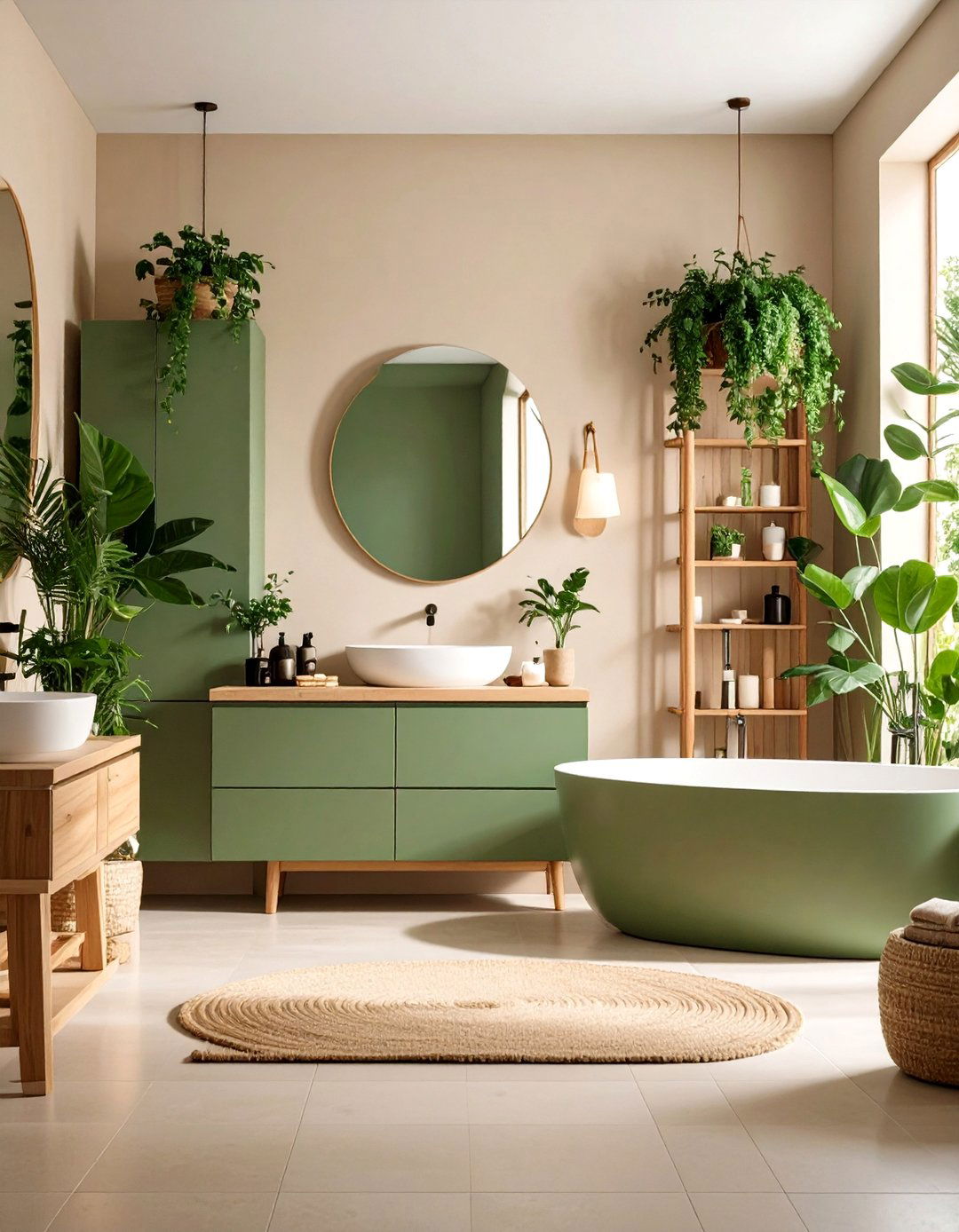 Beige and Green Natural Harmony - 24 Beige Bathroom Ideas