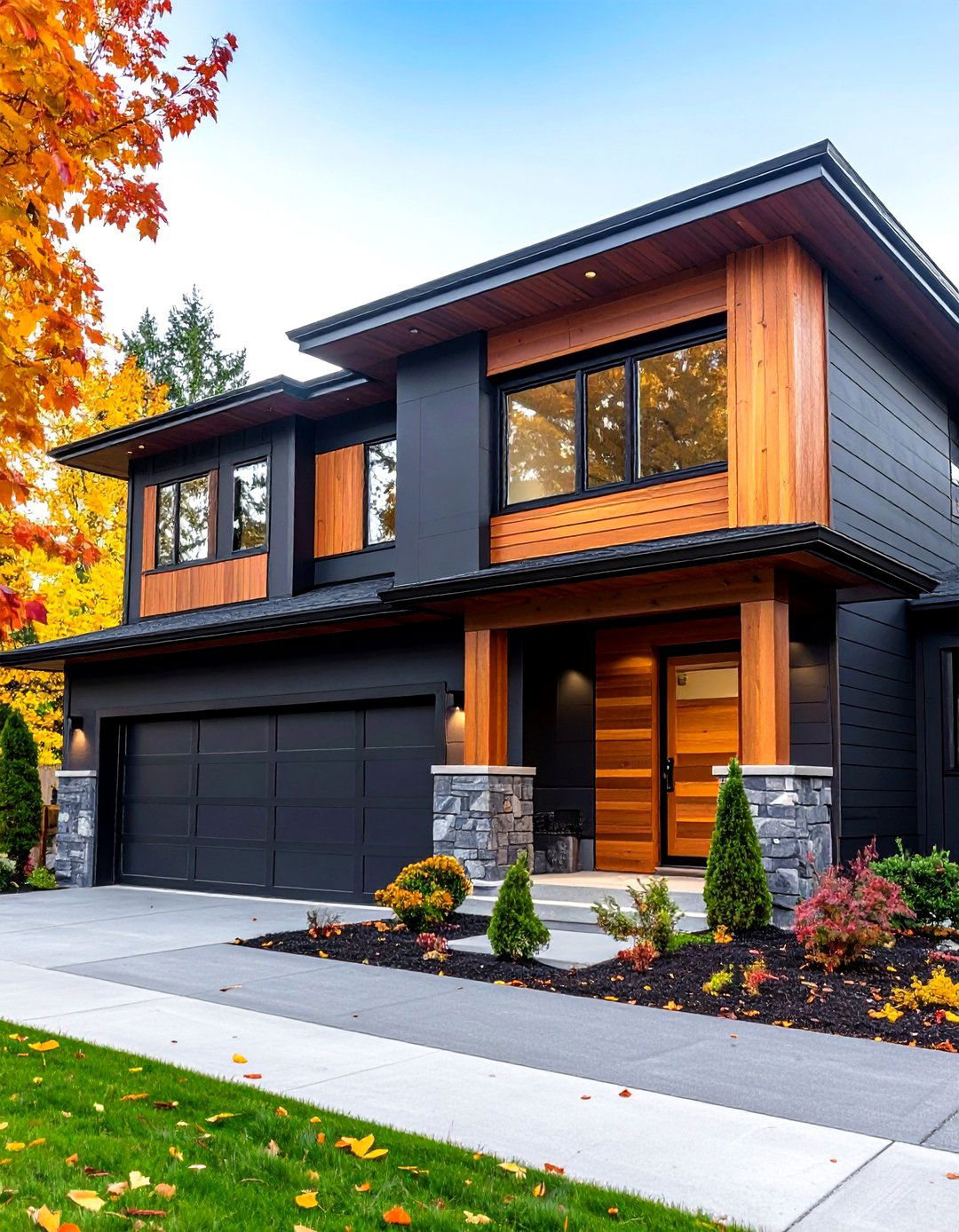 Benjamin Moore Black Magic Warmth Scheme - 24 Paint Colors for a Modern Black House With Cedar Accents